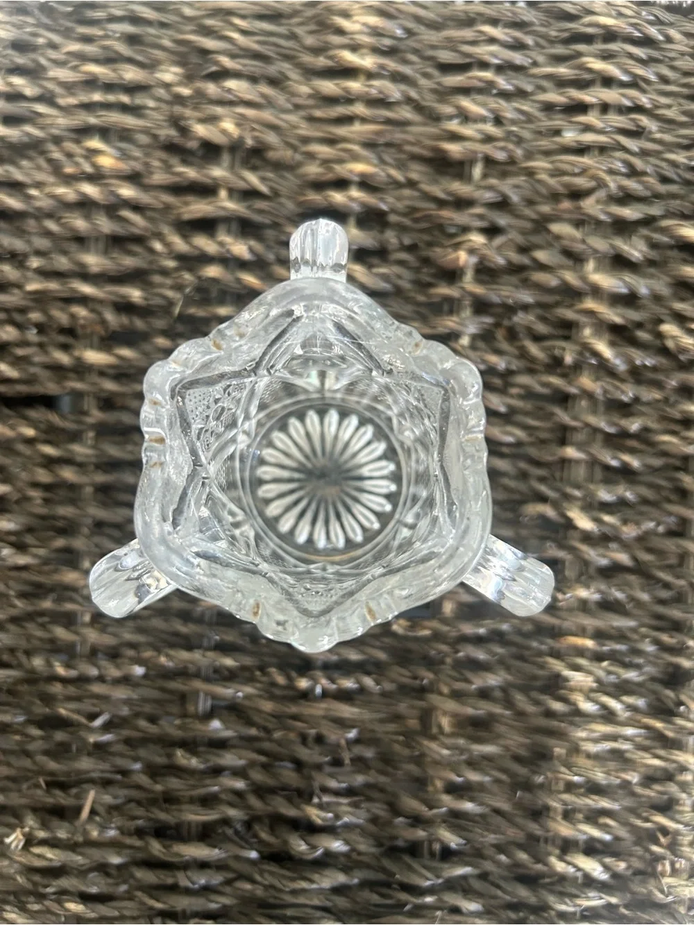 Clear Cut Glass toothpick holder with Handles